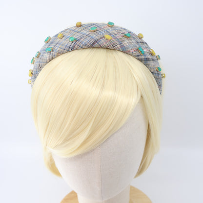 Blue Check×Mix Bijou Headband