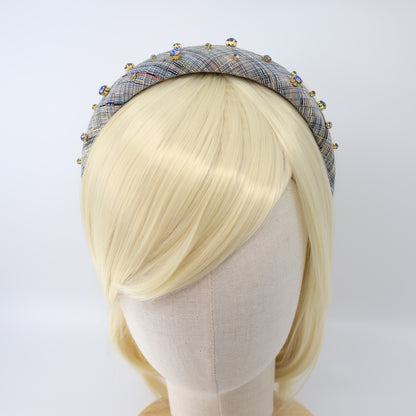 Blue Check×Blue Bijou Headband