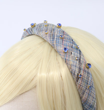 Blue Check×Blue Bijou Headband