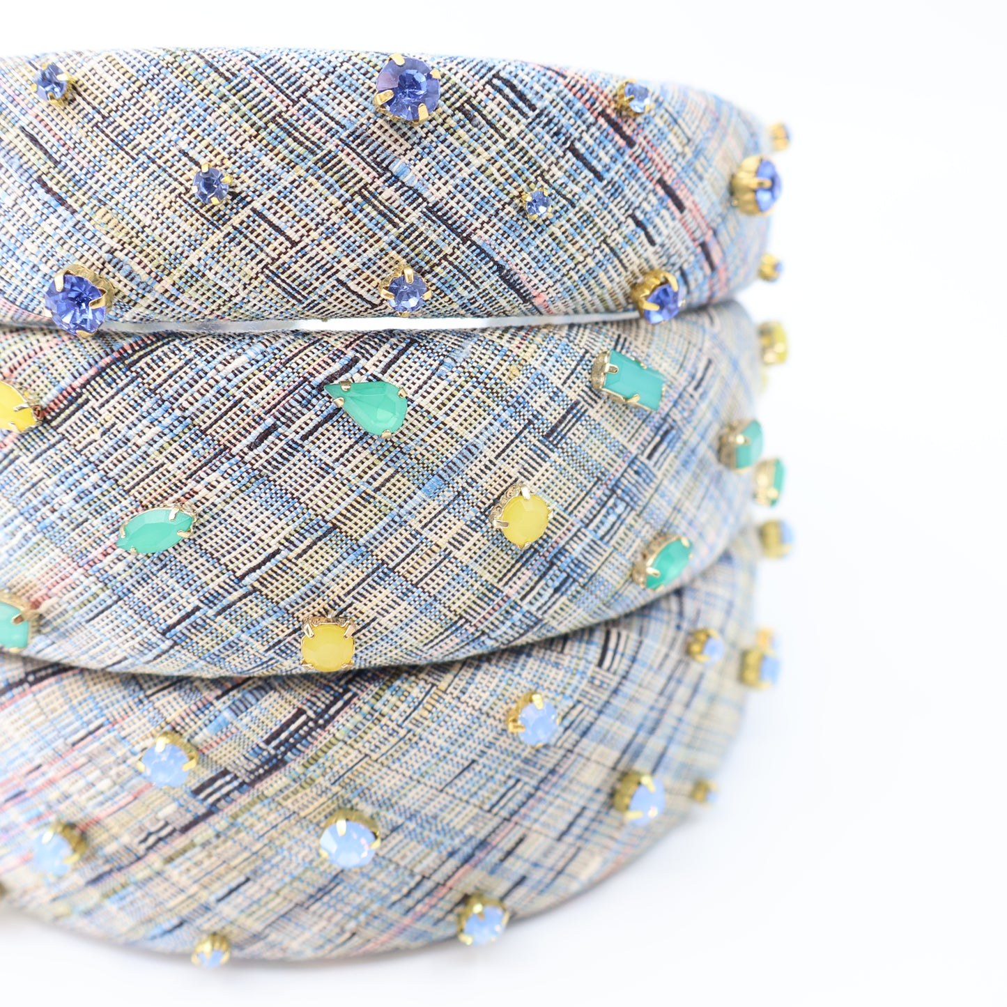 Blue Check×Mix Bijou Headband