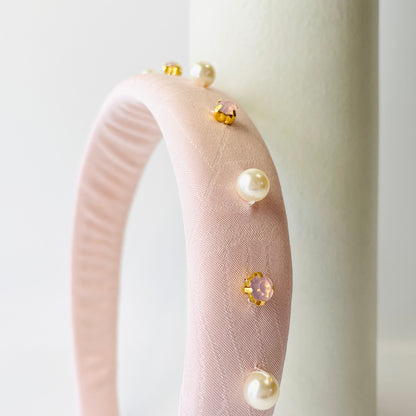 Silk×Perl Bijou Headband【PINK】